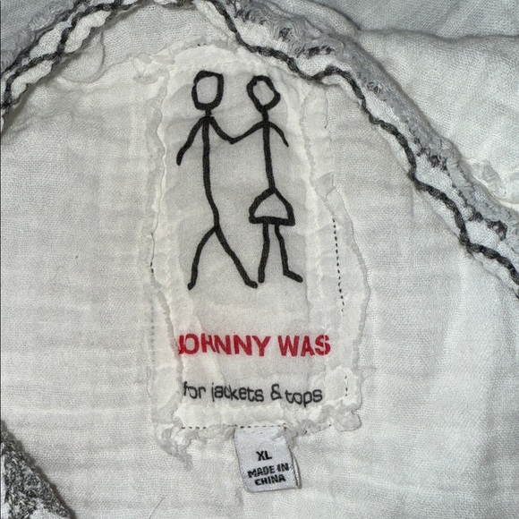 Johnny Was Joanne White Gauzy Cotton Blouse with multi-colored embroidery SZ XL - Picture 8 of 9